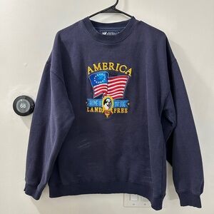 Vintage Big Dogs Navy Blue Crewneck with American Flag Design
